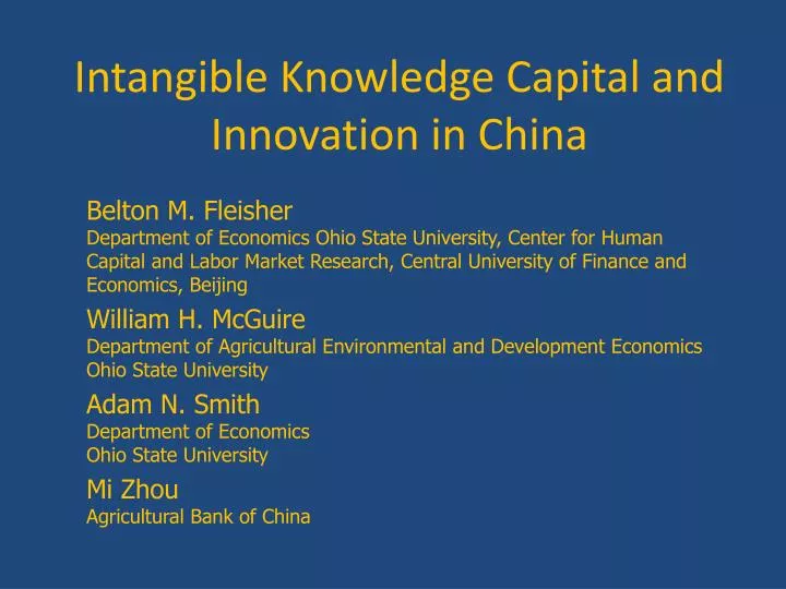 intangible knowledge capital and innovation in china