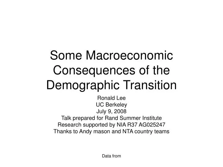 some macroeconomic consequences of the demographic transition