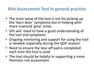 Risk Assessment Tool in general practice