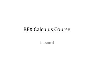 BEX Calculus Course