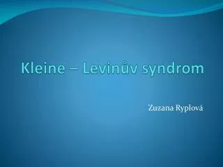 kleine levin v syndrom