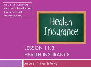 Lesson 11.3: Health Insurance