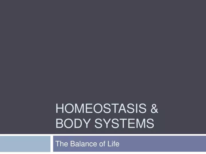 homeostasis body systems