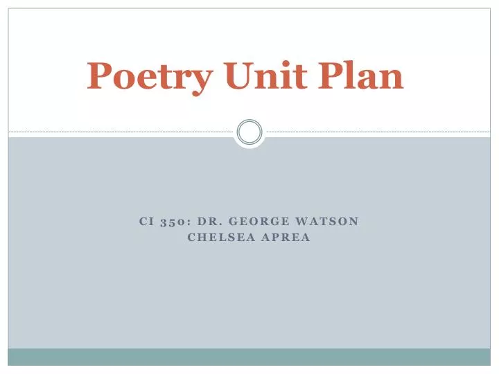 poetry unit plan