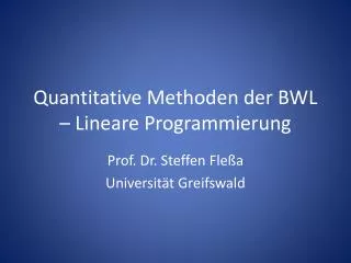 quantitative methoden der bwl lineare programmierung