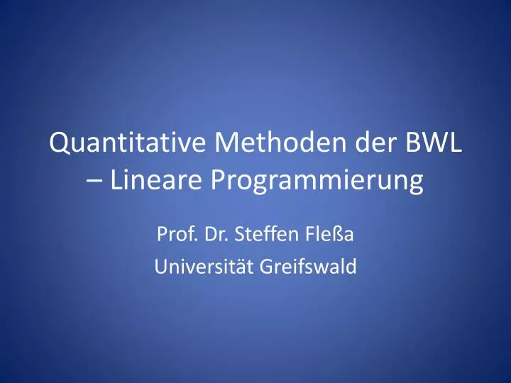 quantitative methoden der bwl lineare programmierung