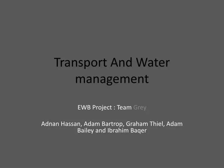 transport and water management