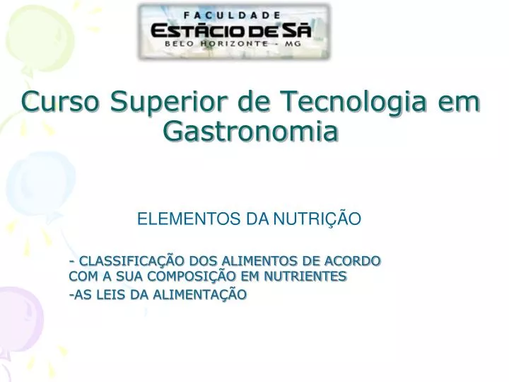 curso superior de tecnologia em gastronomia