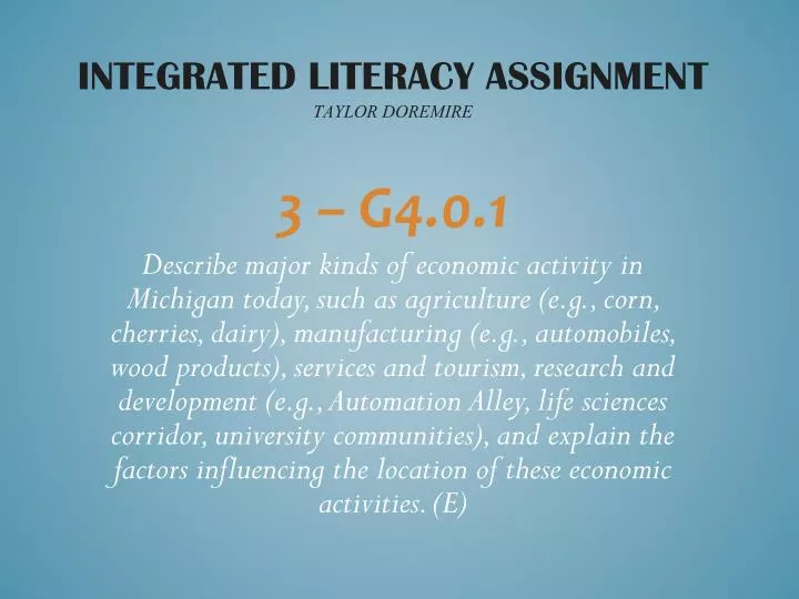 integrated literacy assignment taylor doremire