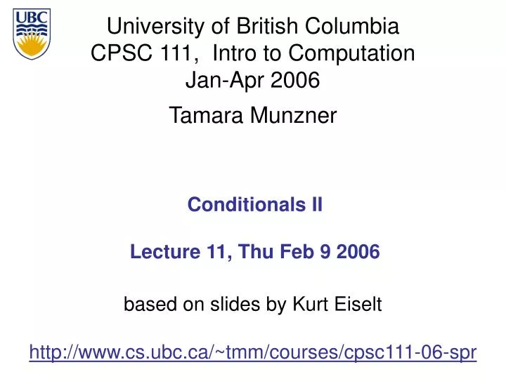 conditionals ii lecture 11 thu feb 9 2006