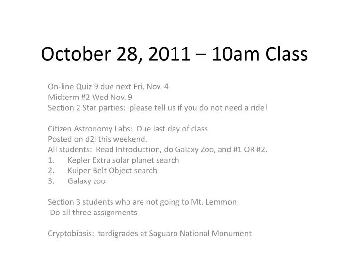 october 28 2011 10am class