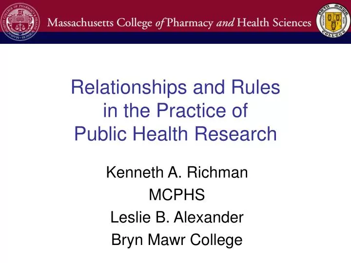 relationships and rules in the practice of public health research