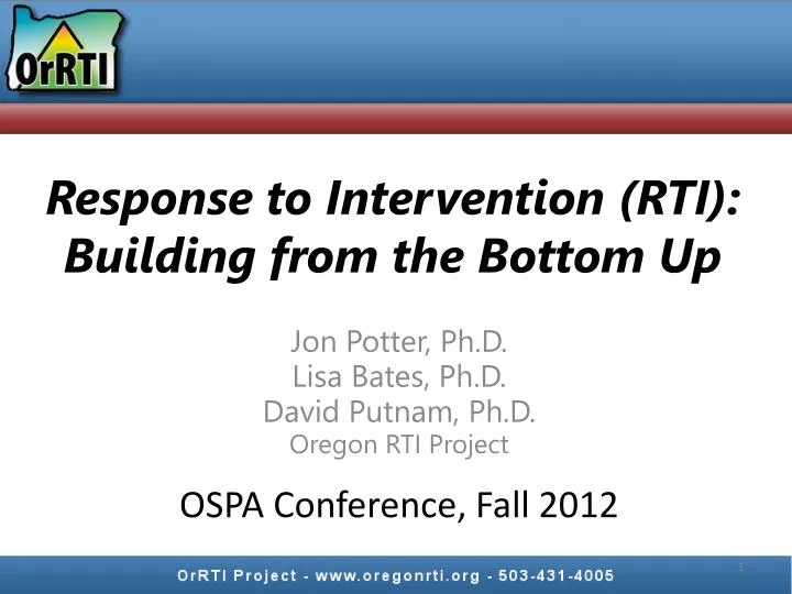 response to intervention rti building from the bottom up