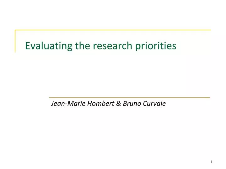 evaluating the research priorities