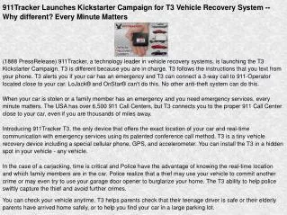 911Tracker Launches Kickstarter Campaign for T3 Vehicle