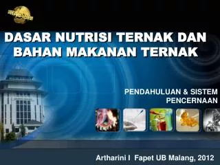dasar nutrisi ternak dan bahan makanan ternak