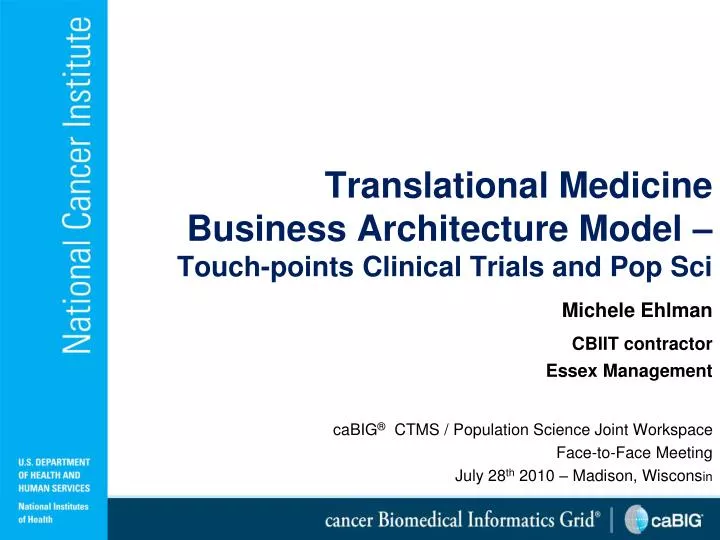 translational medicine business architecture model touch points clinical trials and pop sci