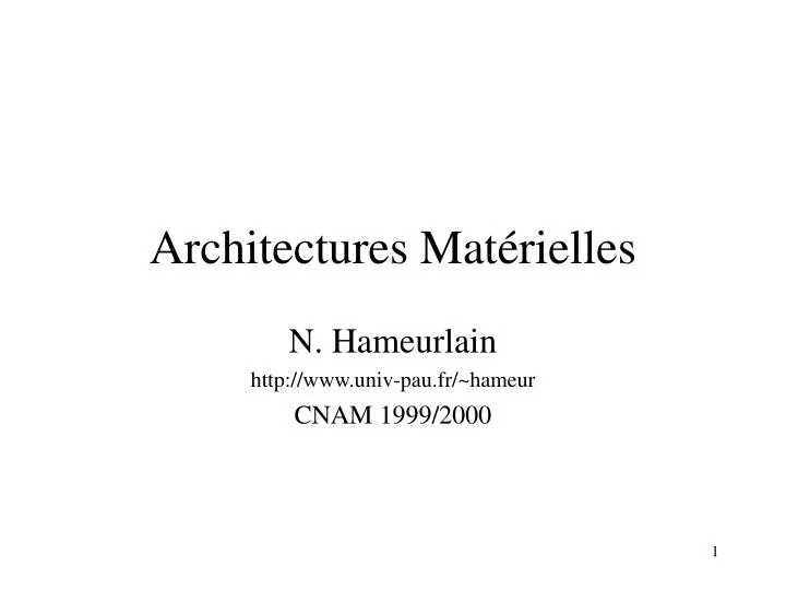 architectures mat rielles