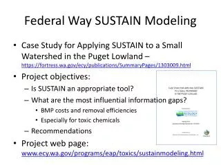 Federal Way SUSTAIN Modeling