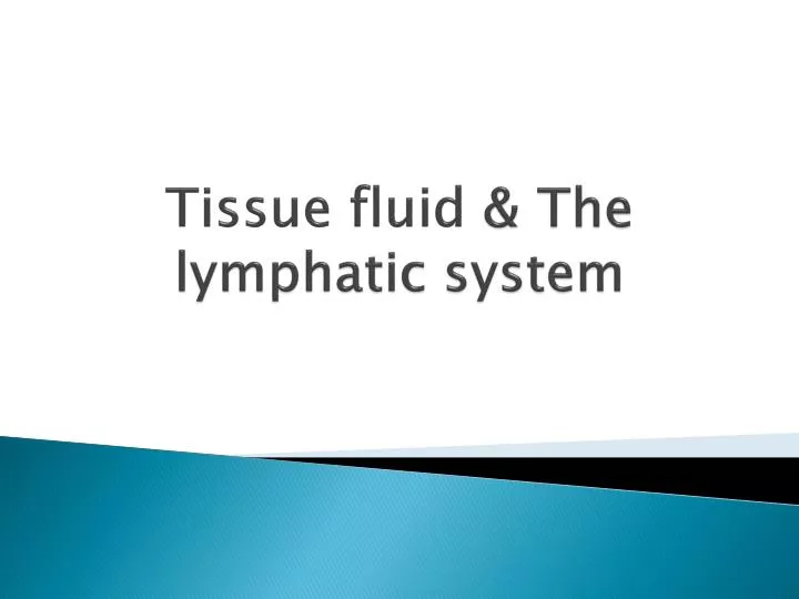 tissue fluid the lymphatic system