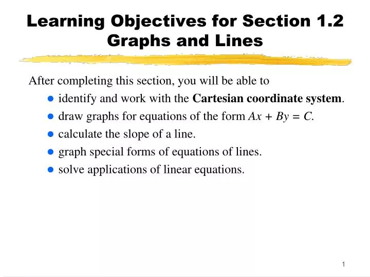 learning objectives for section 1 2 graphs and lines