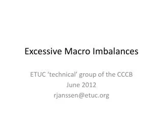 Excessive Macro Imbalances