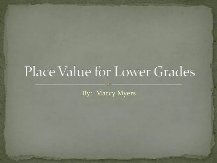 place value for lower grades