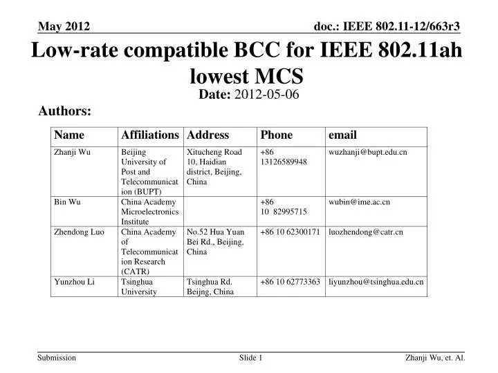 low rate compatible bcc for ieee 802 11ah lowest mcs