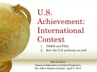 U.S. Achievement: International Context