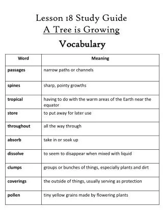 lesson 18 study guide a tree is growing