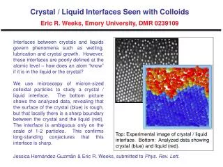 Crystal / Liquid Interfaces Seen with Colloids Eric R. Weeks, Emory University, DMR 0239109