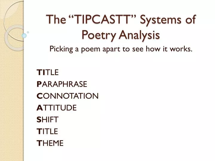 the tipcastt systems of poetry analysis