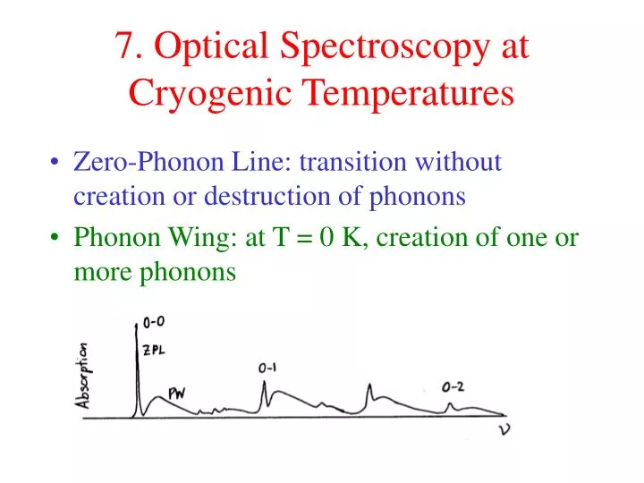 7 optical spectroscopy at cryogenic temperatures