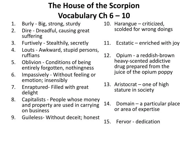 the house of the scorpion vocabulary ch 6 10