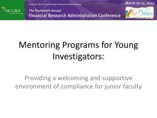Mentoring Programs for Young Investigators: