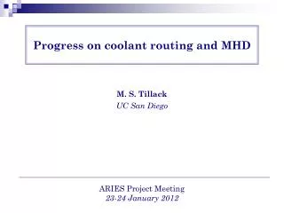 Progress on coolant routing and MHD