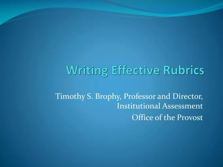 writing effective rubrics