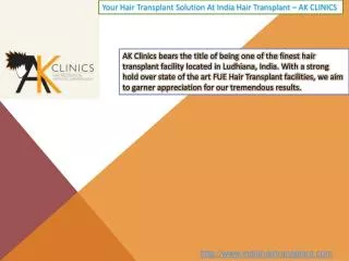 Hair Transplant center In India - AK Clinics