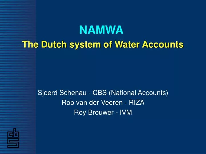 namwa the dutch system of water accounts