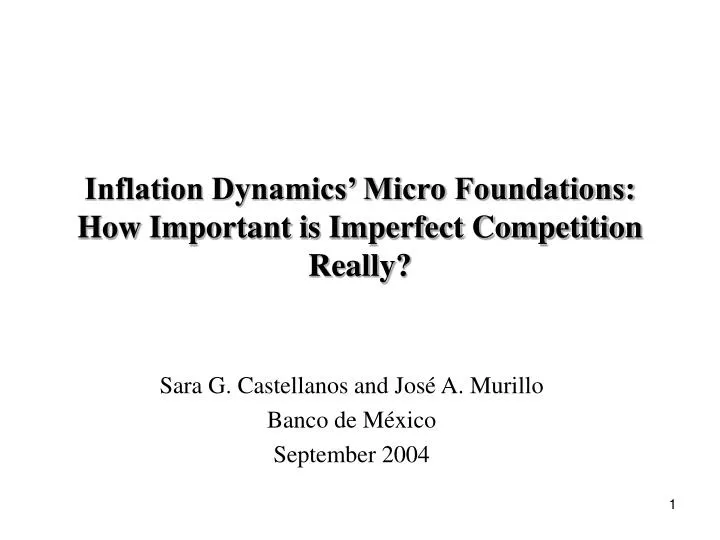 inflation dynamics micro foundations how important is imperfect competition really