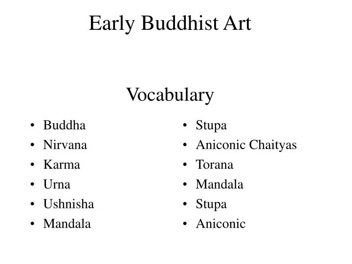 early buddhist art vocabulary