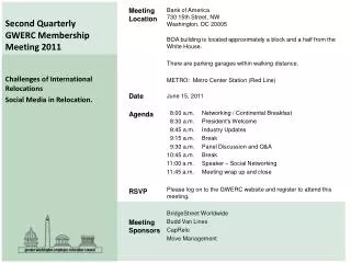 Second Quarterly GWERC Membership Meeting 2011