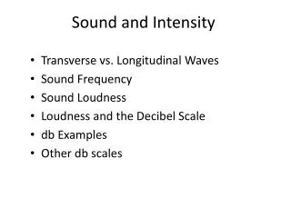 Sound and Intensity