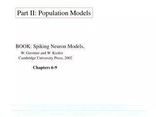 Part II: Population Models