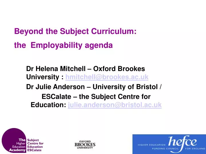 beyond the subject curriculum the employability agenda