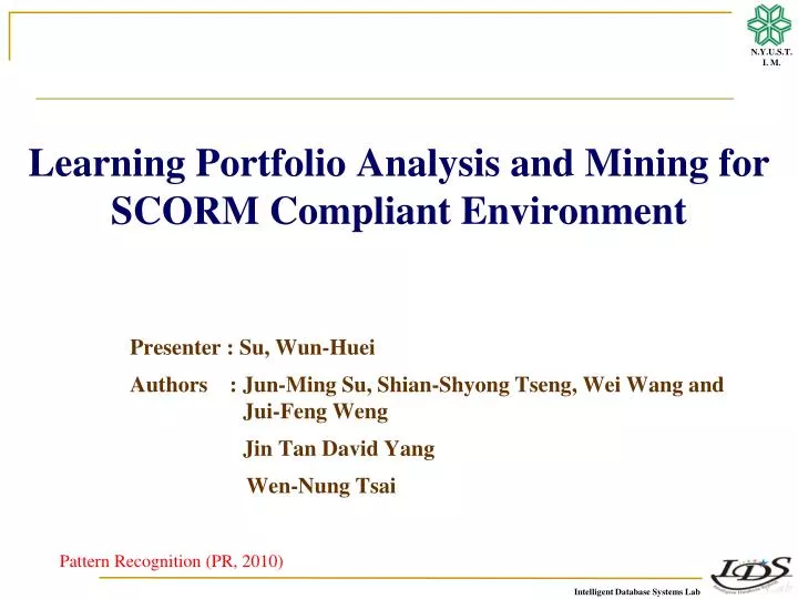 learning portfolio analysis and mining for scorm compliant environment