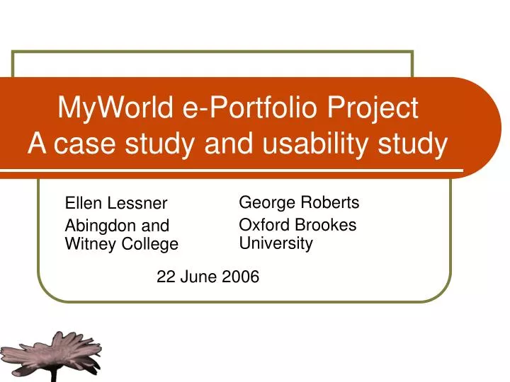 myworld e portfolio project a case study and usability study