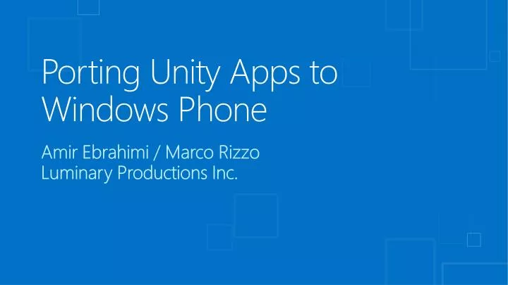 porting unity apps to windows phone