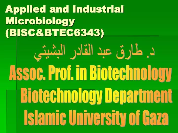 applied and industrial microbiology bisc btec6343