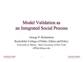Model Validation as an Integrated Social Process